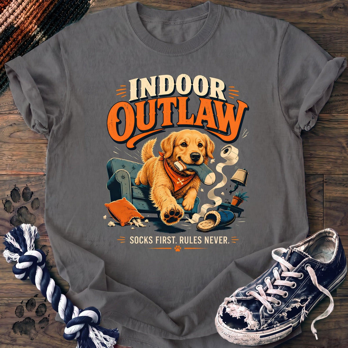 Indoor Outlaw Socks First Rules Never - Golden Retriever - PAWSSION CLUB
