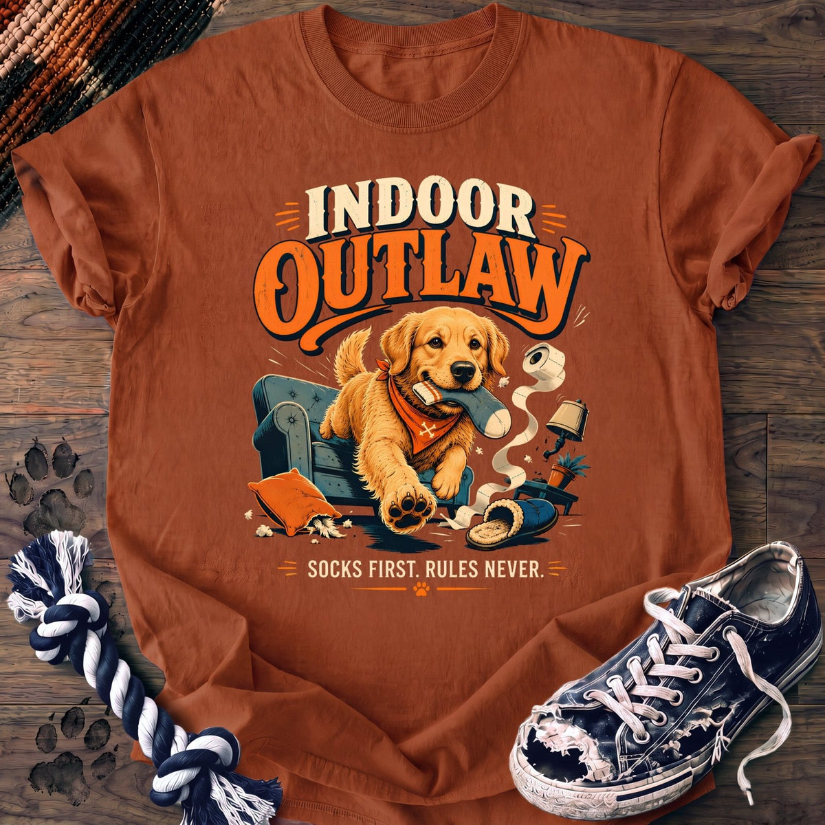 Indoor Outlaw Socks First Rules Never - Golden Retriever - PAWSSION CLUB