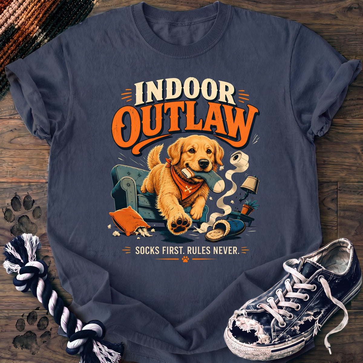 Indoor Outlaw Socks First Rules Never - Golden Retriever - PAWSSION CLUB