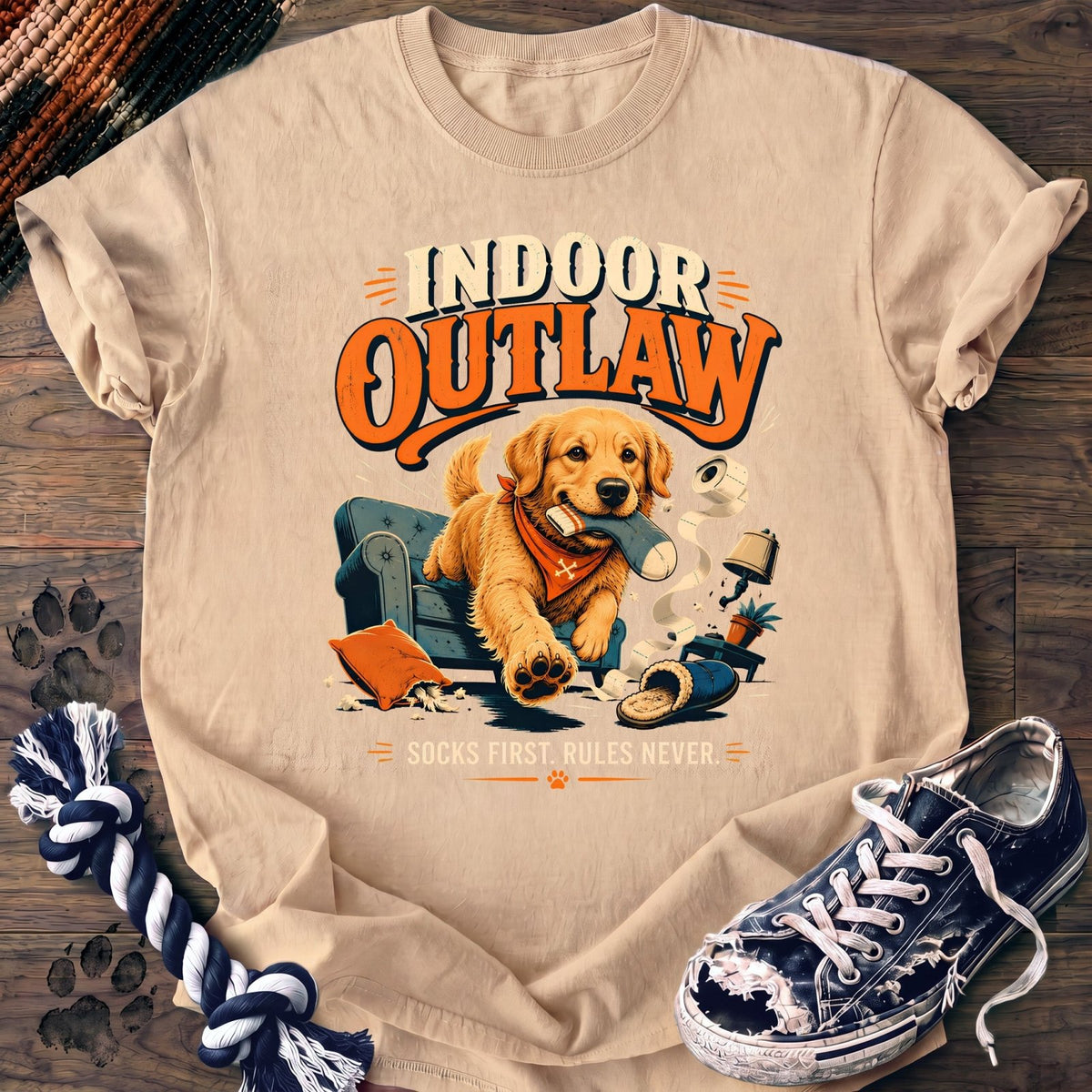 Indoor Outlaw Socks First Rules Never - Golden Retriever - PAWSSION CLUB