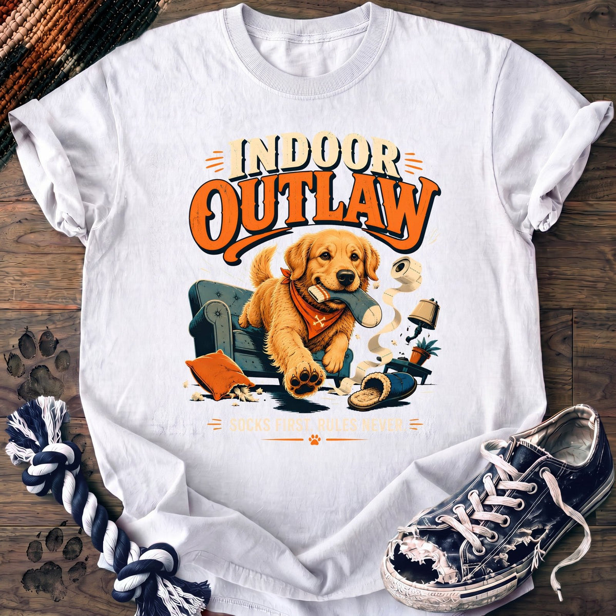 Indoor Outlaw Socks First Rules Never - Golden Retriever - PAWSSION CLUB