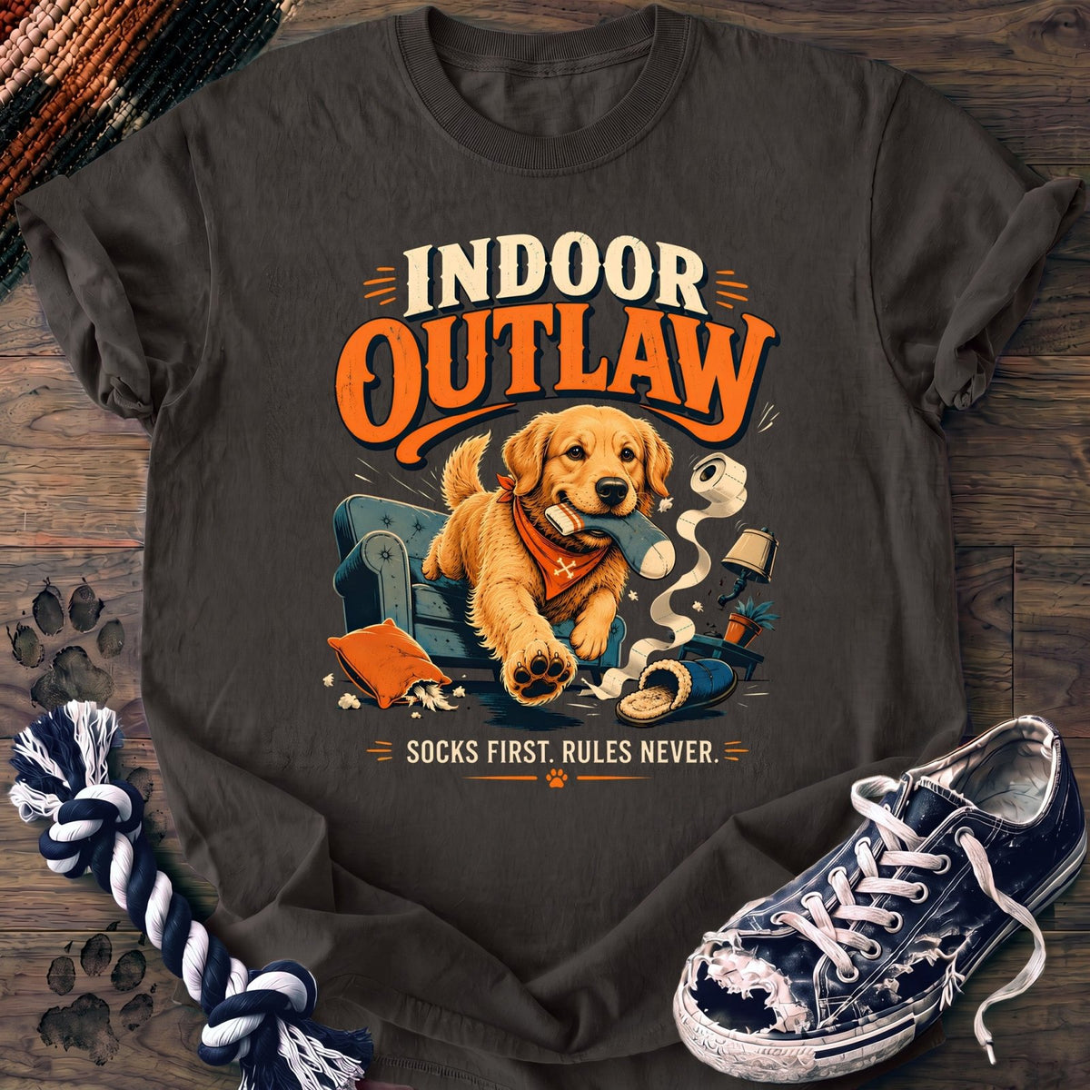 Indoor Outlaw Socks First Rules Never - Golden Retriever - PAWSSION CLUB
