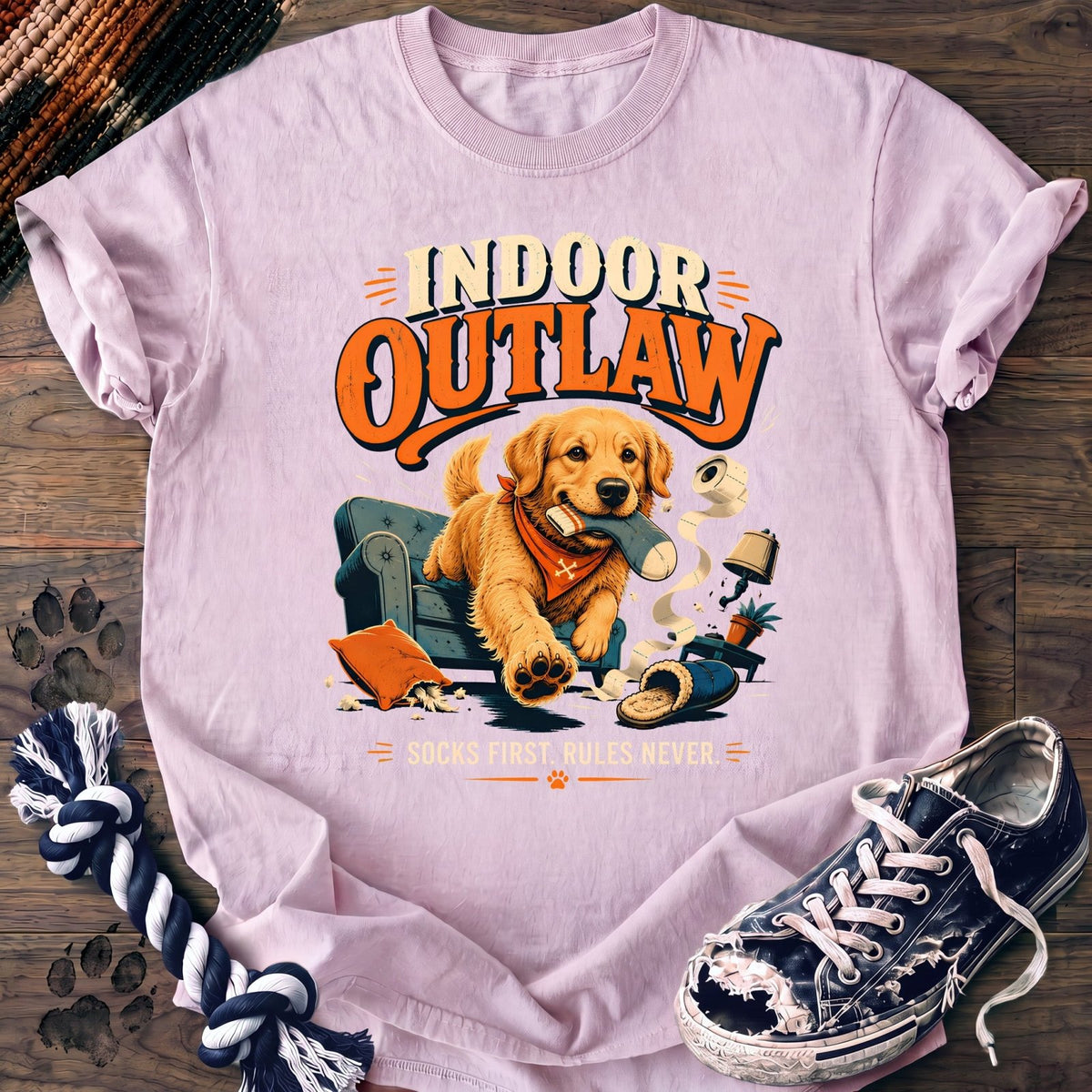 Indoor Outlaw Socks First Rules Never - Golden Retriever - PAWSSION CLUB