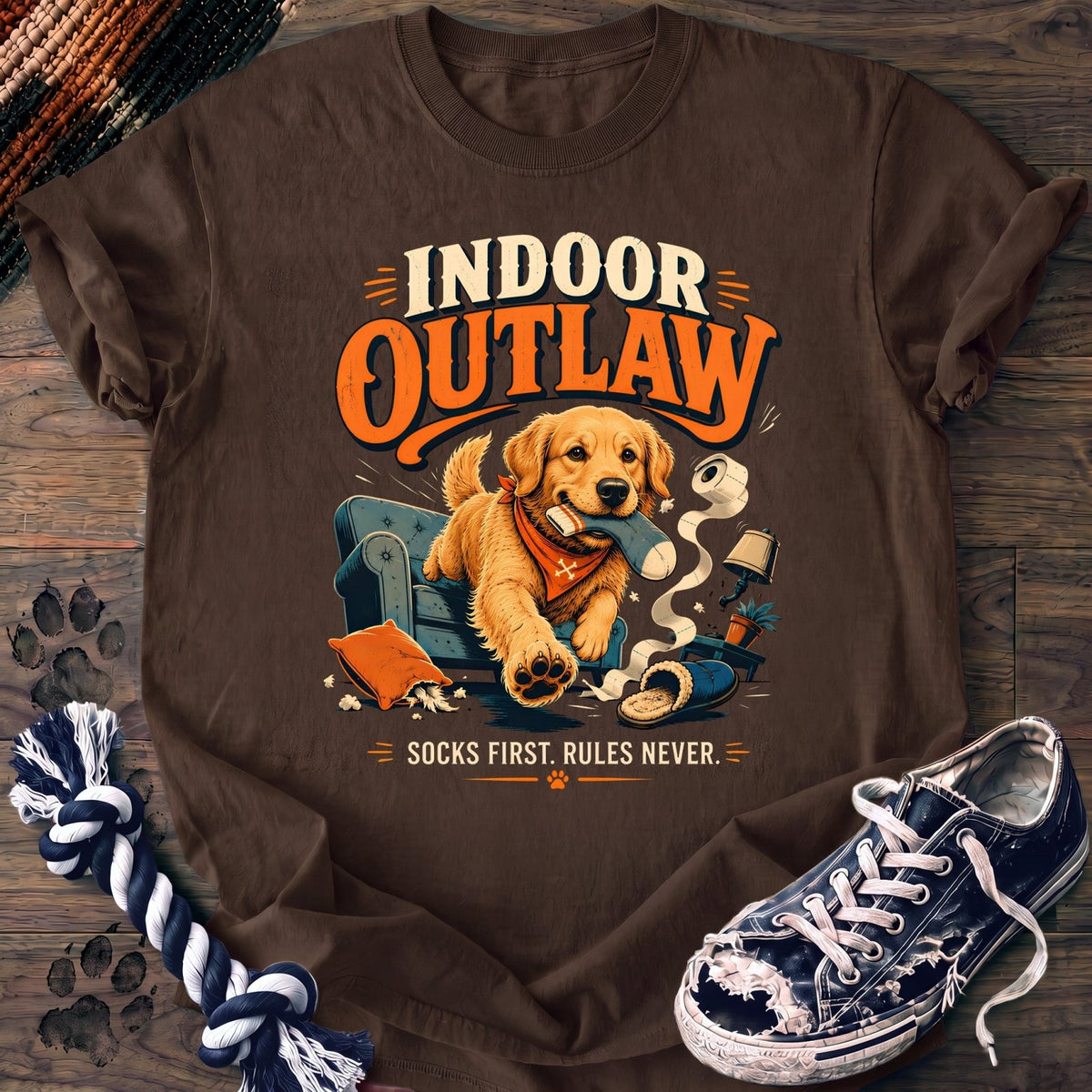 Indoor Outlaw Socks First Rules Never - Golden Retriever - PAWSSION CLUB