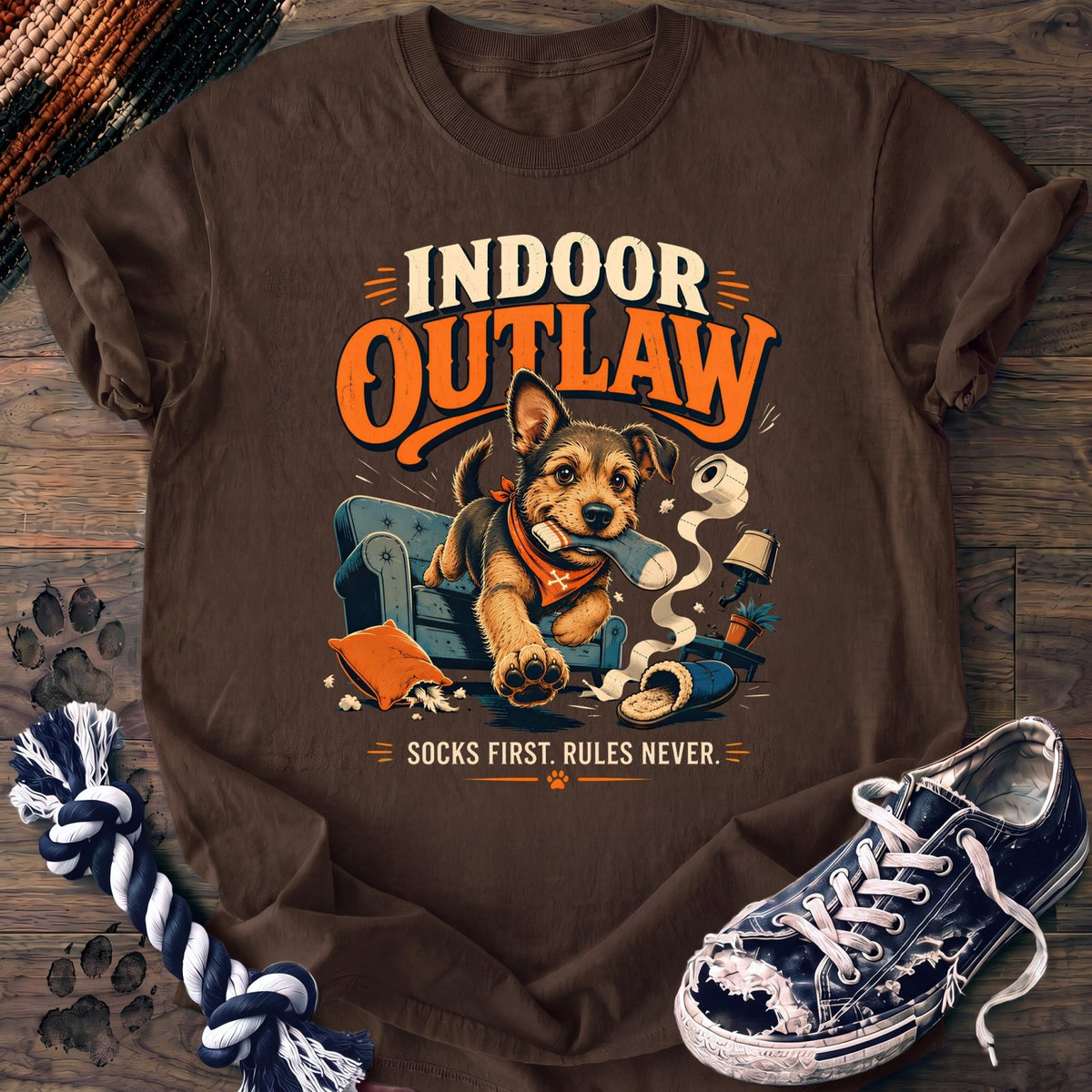 Indoor Outlaw Socks First Rules Never - Mixed Breed - PAWSSION CLUB