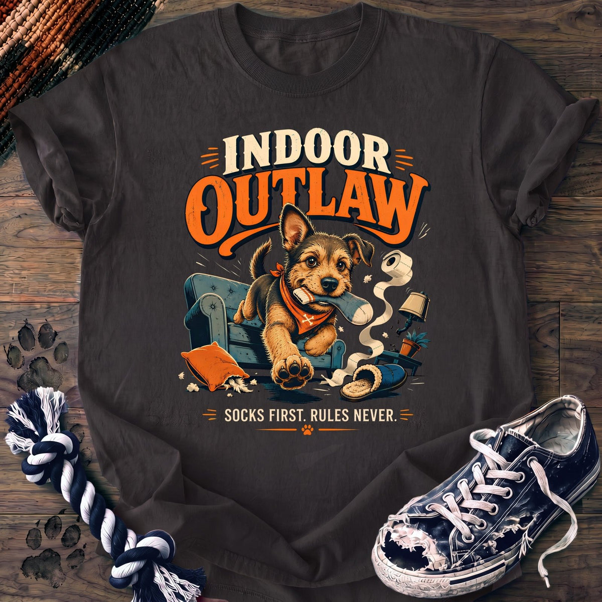 Indoor Outlaw Socks First Rules Never - Mixed Breed - PAWSSION CLUB