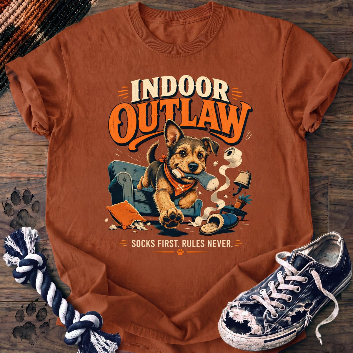 Indoor Outlaw Socks First Rules Never - Mixed Breed - PAWSSION CLUB