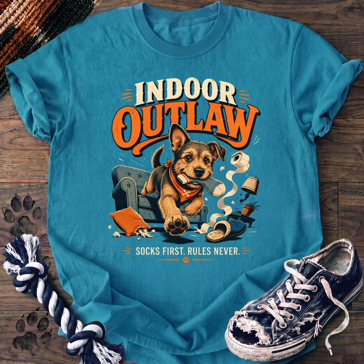 Indoor Outlaw Socks First Rules Never - Mixed Breed - PAWSSION CLUB