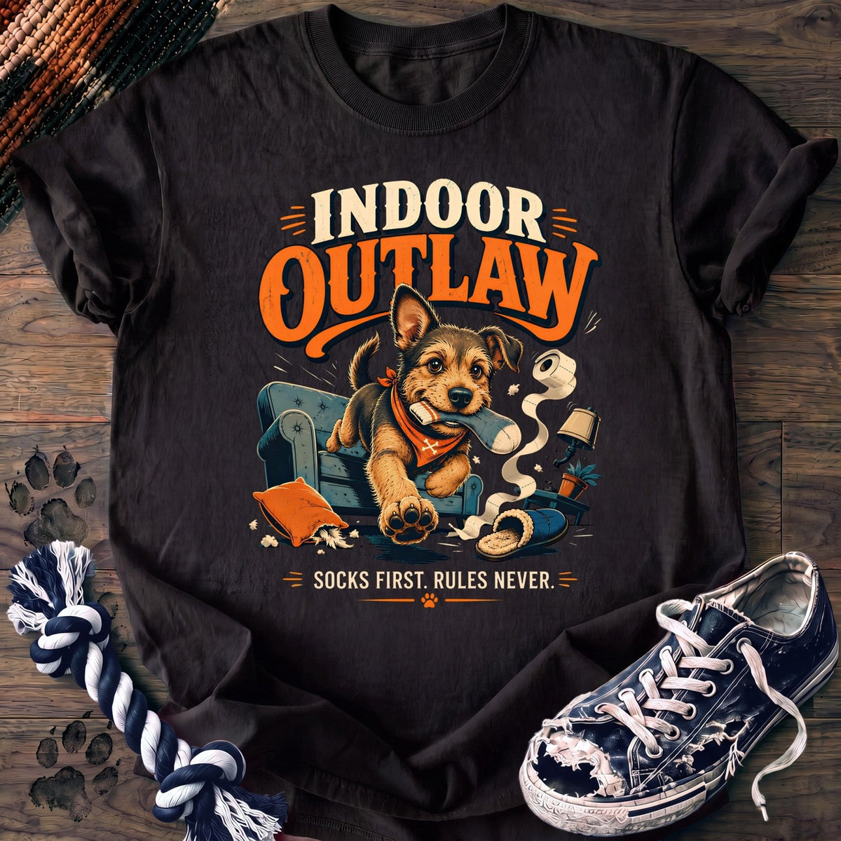 Indoor Outlaw Socks First Rules Never - Mixed Breed - PAWSSION CLUB