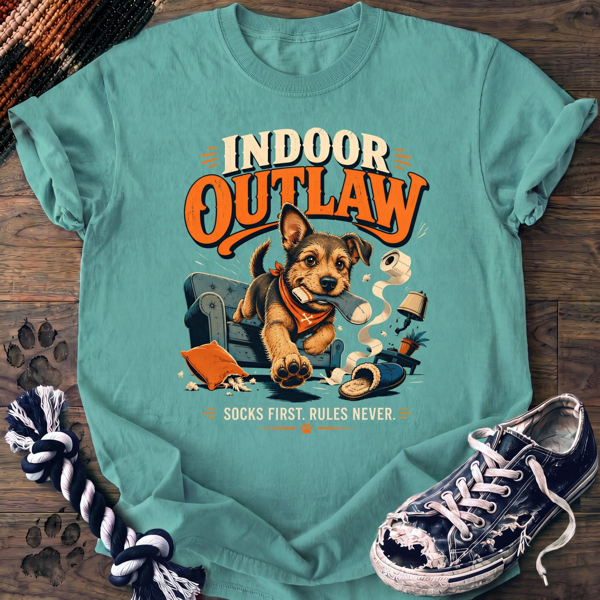 Indoor Outlaw Socks First Rules Never - Mixed Breed - PAWSSION CLUB