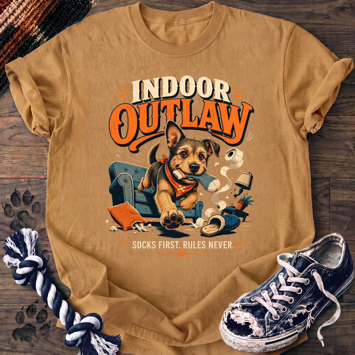Indoor Outlaw Socks First Rules Never - Mixed Breed - PAWSSION CLUB