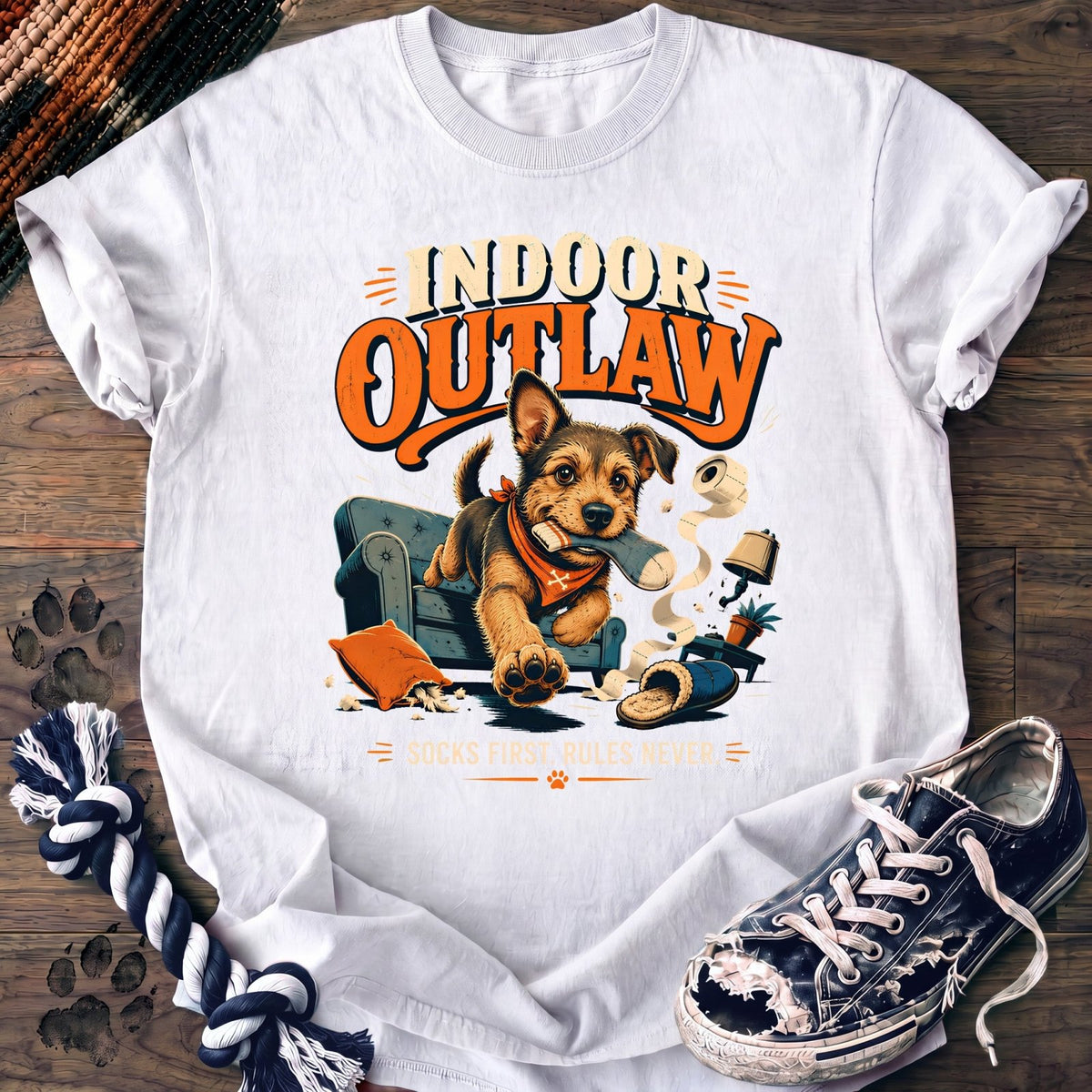 Indoor Outlaw Socks First Rules Never - Mixed Breed - PAWSSION CLUB