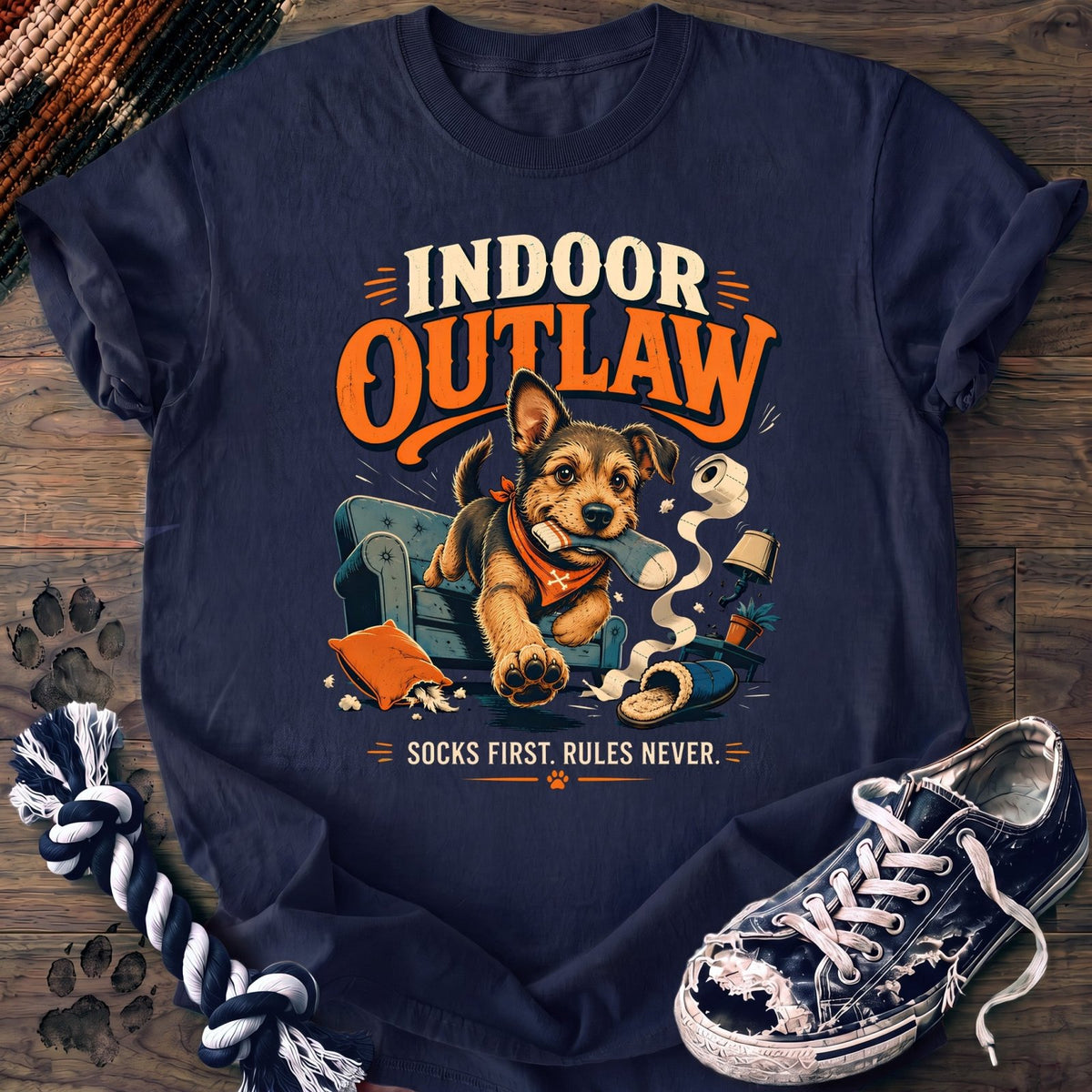 Indoor Outlaw Socks First Rules Never - Mixed Breed - PAWSSION CLUB