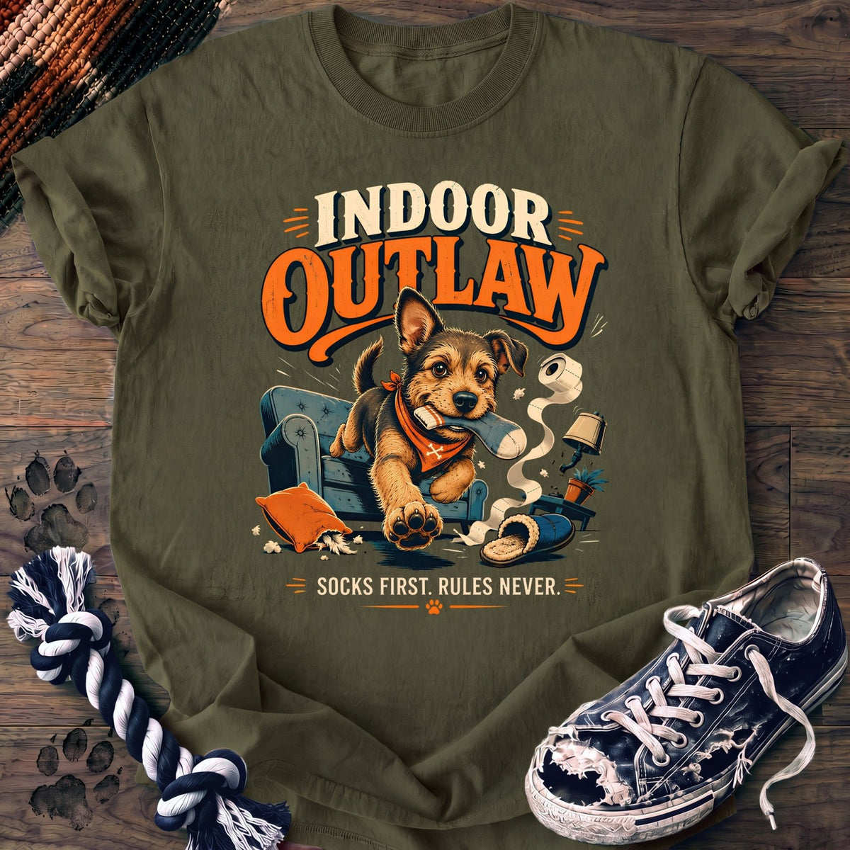 Indoor Outlaw Socks First Rules Never - Mixed Breed - PAWSSION CLUB