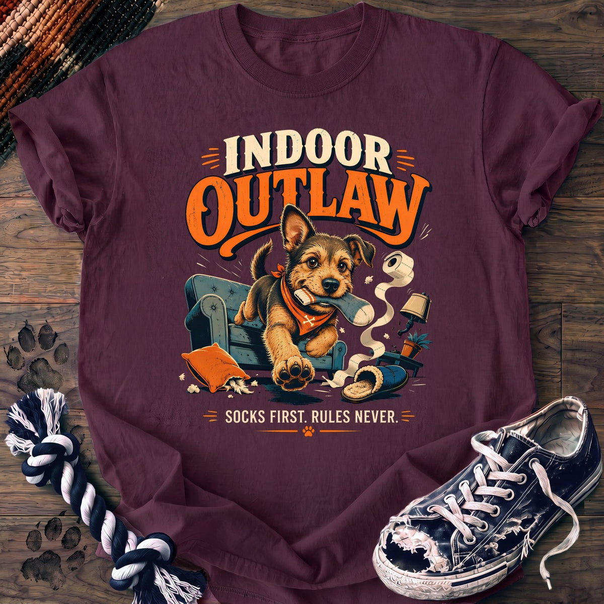 Indoor Outlaw Socks First Rules Never - Mixed Breed - PAWSSION CLUB