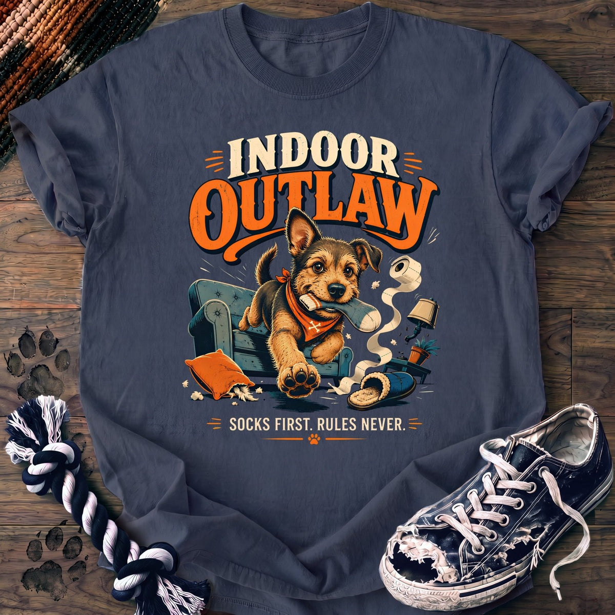 Indoor Outlaw Socks First Rules Never - Mixed Breed - PAWSSION CLUB