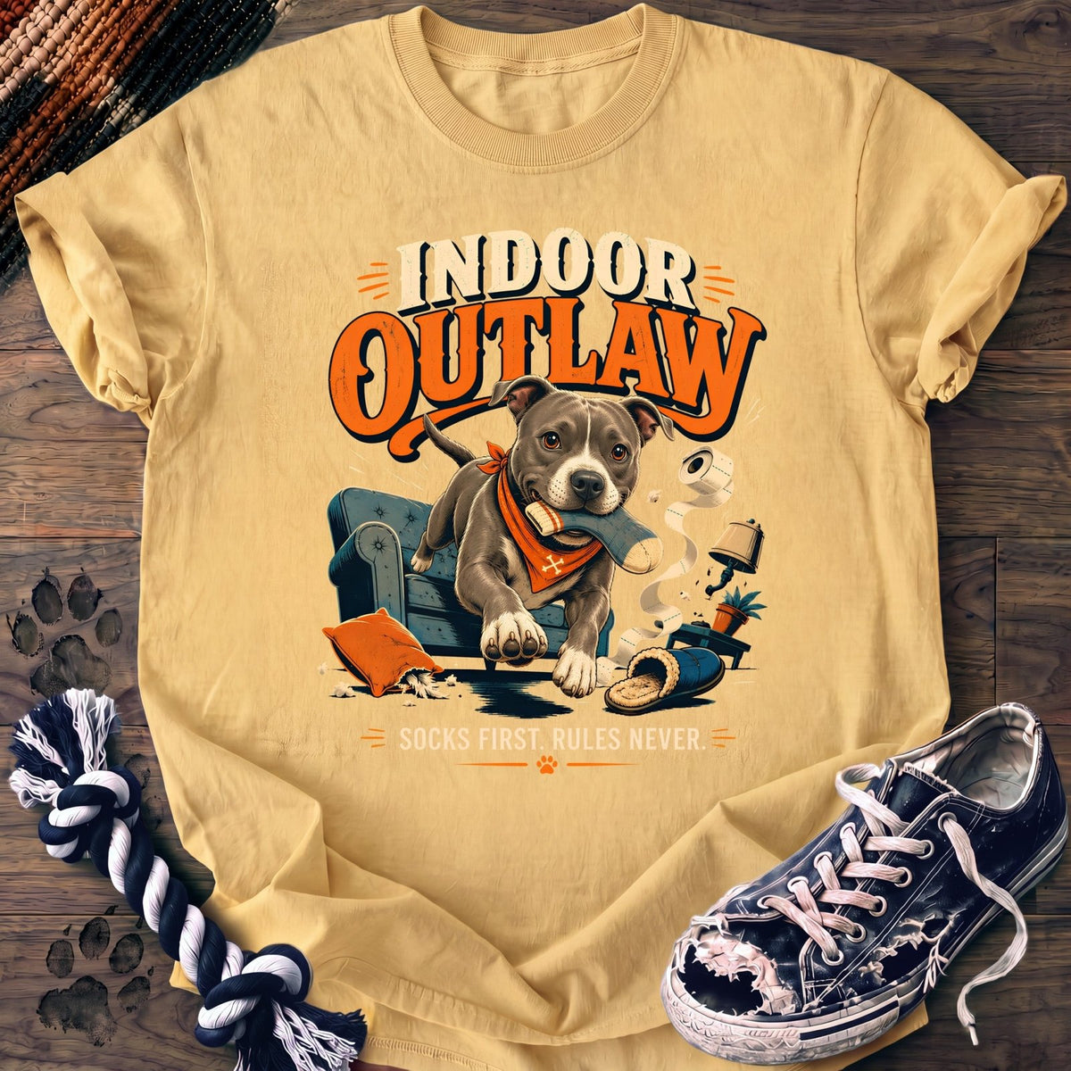 Indoor Outlaw Socks First Rules Never - Pitbull - PAWSSION CLUB