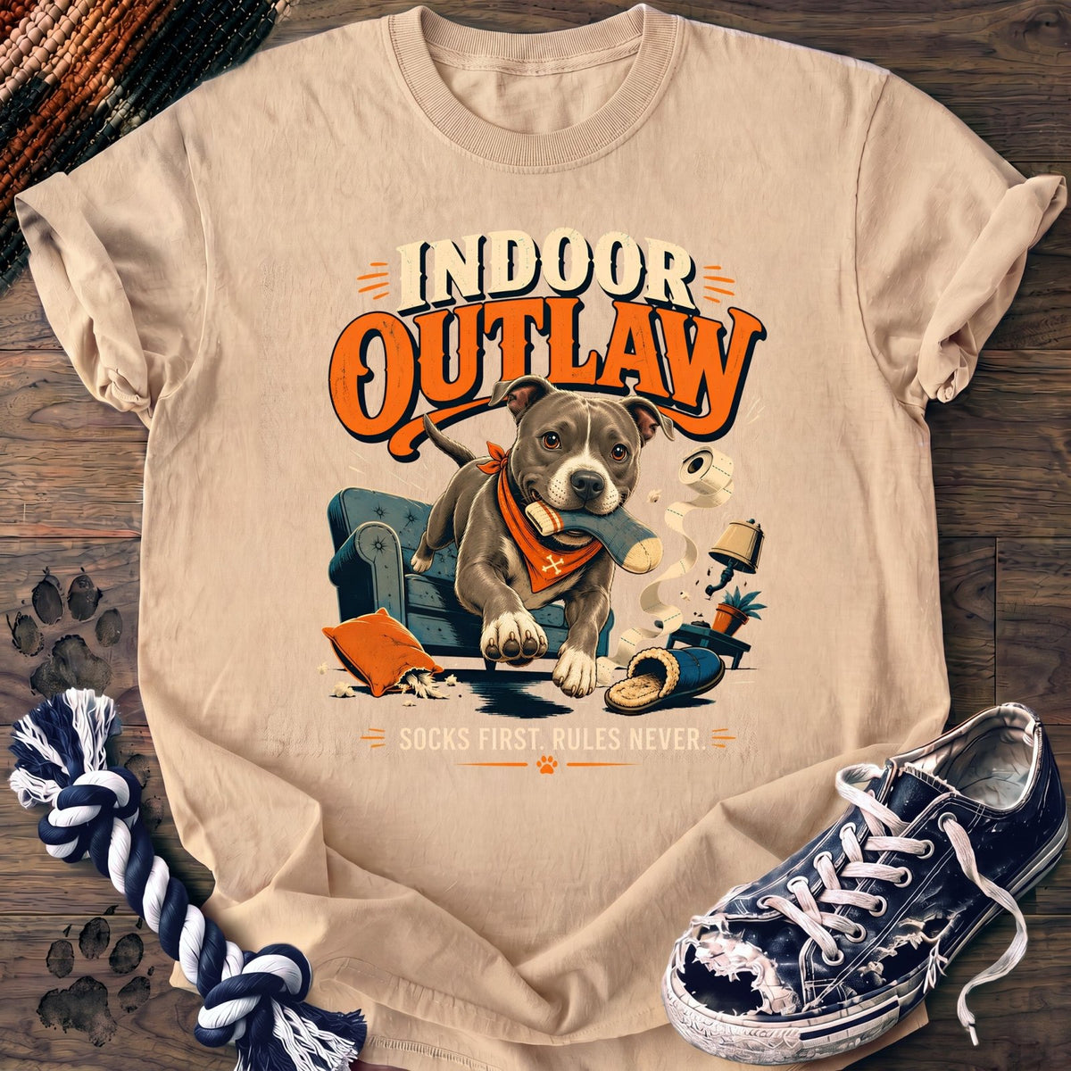 Indoor Outlaw Socks First Rules Never - Pitbull - PAWSSION CLUB