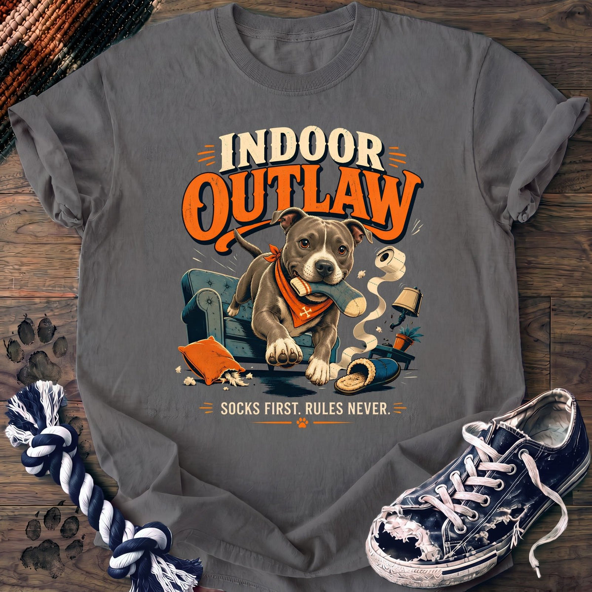 Indoor Outlaw Socks First Rules Never - Pitbull - PAWSSION CLUB