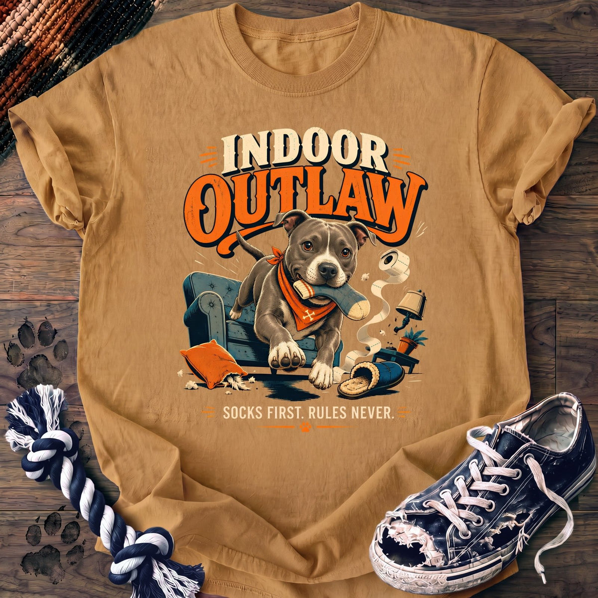Indoor Outlaw Socks First Rules Never - Pitbull - PAWSSION CLUB