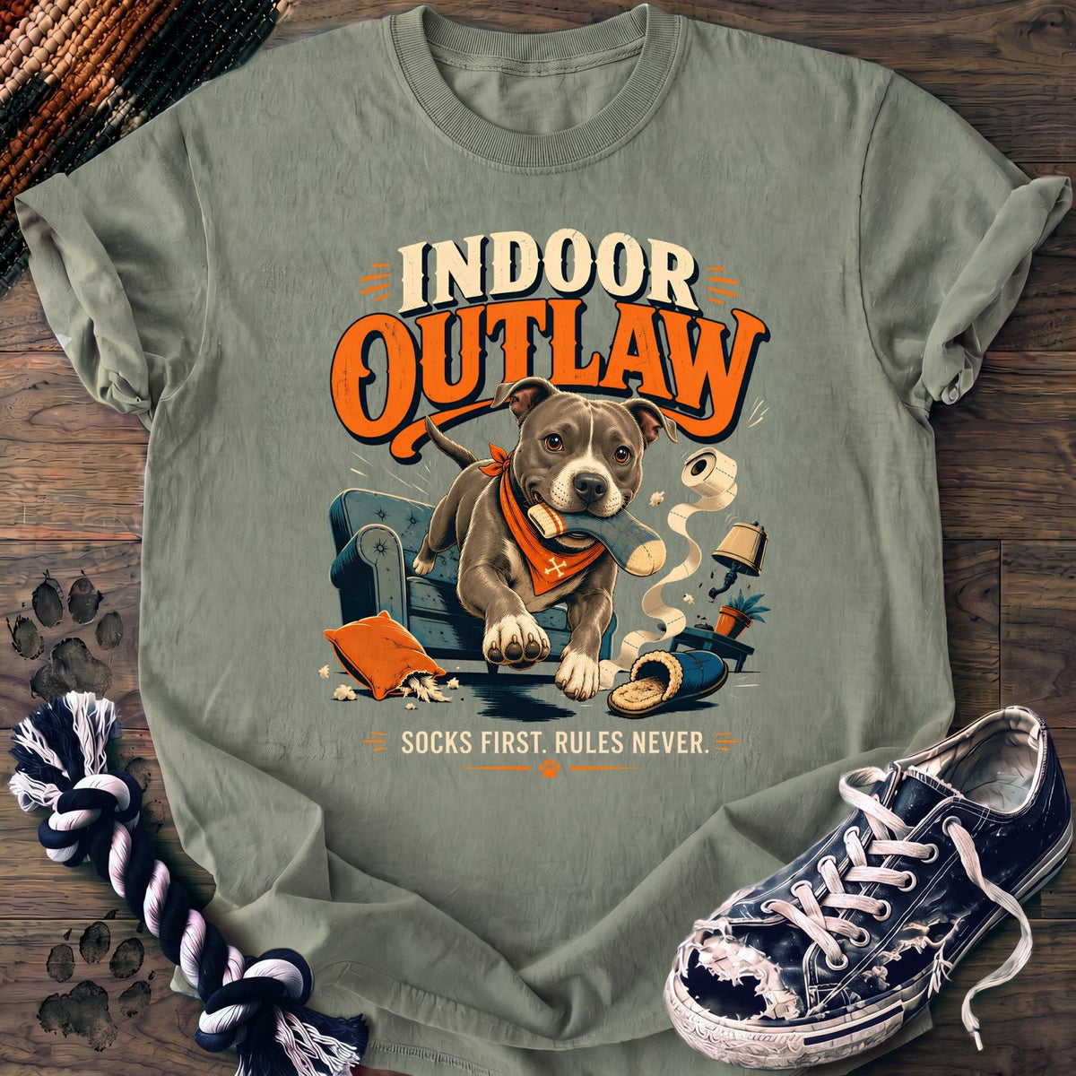 Indoor Outlaw Socks First Rules Never - Pitbull - PAWSSION CLUB