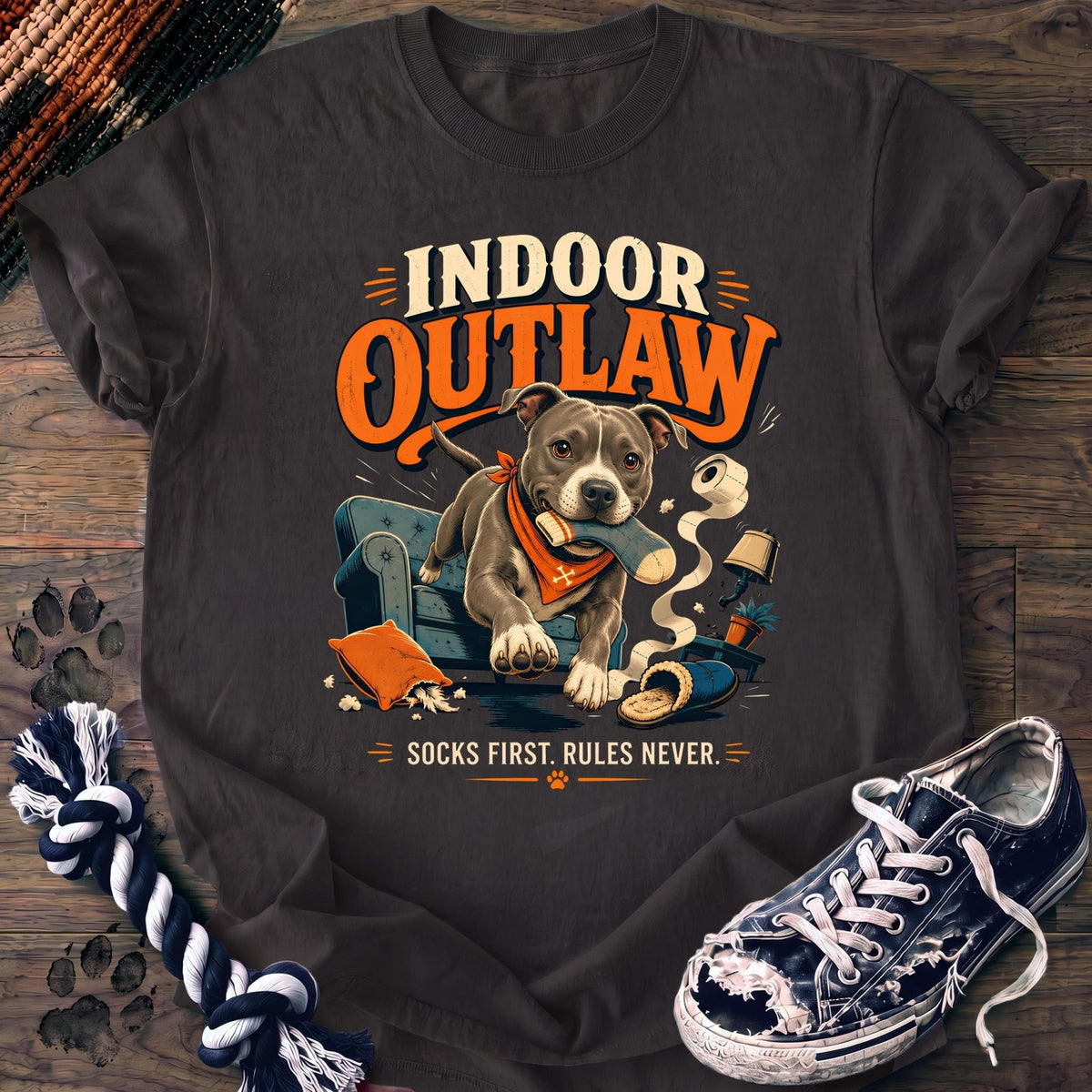 Indoor Outlaw Socks First Rules Never - Pitbull - PAWSSION CLUB