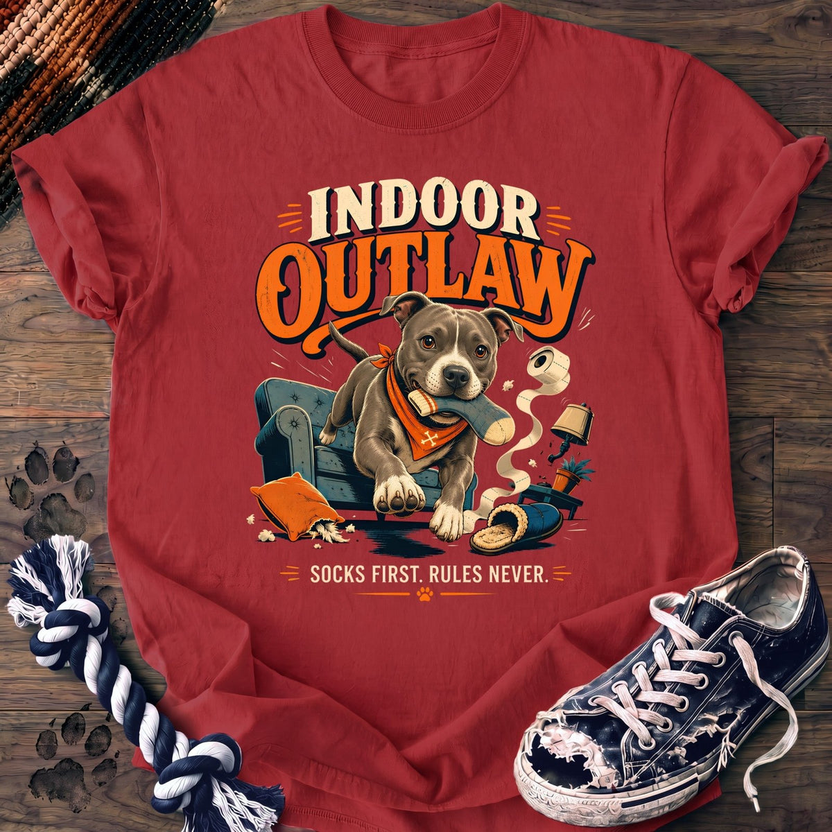 Indoor Outlaw Socks First Rules Never - Pitbull - PAWSSION CLUB