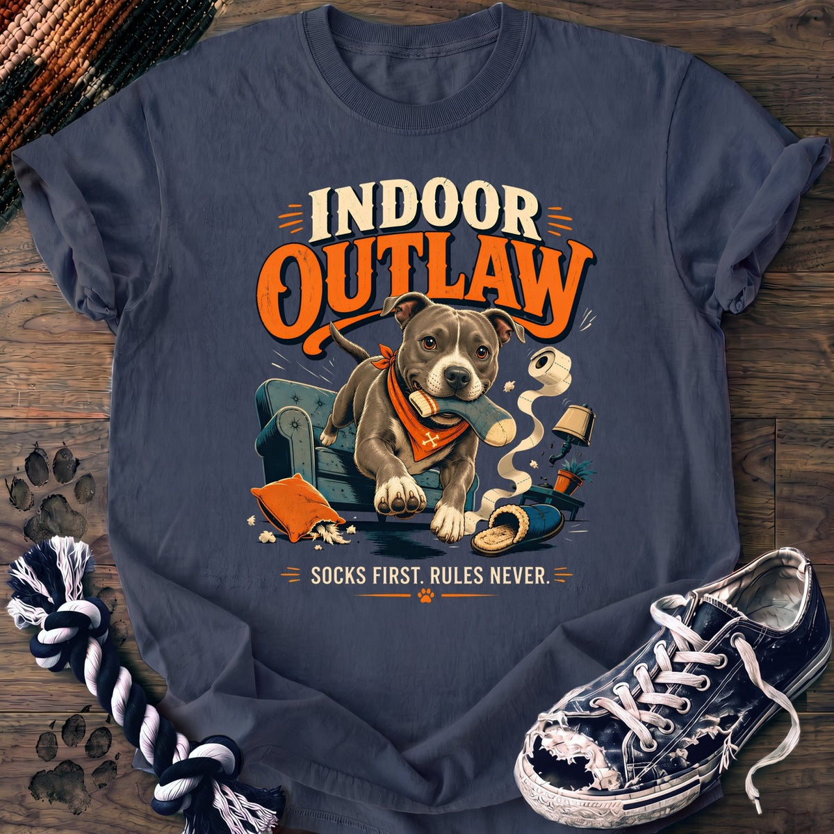 Indoor Outlaw Socks First Rules Never - Pitbull - PAWSSION CLUB