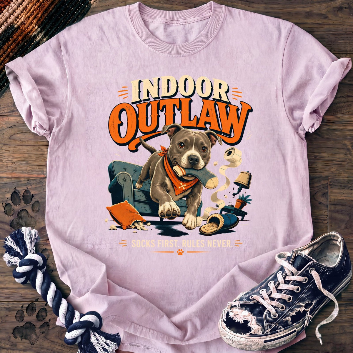 Indoor Outlaw Socks First Rules Never - Pitbull - PAWSSION CLUB