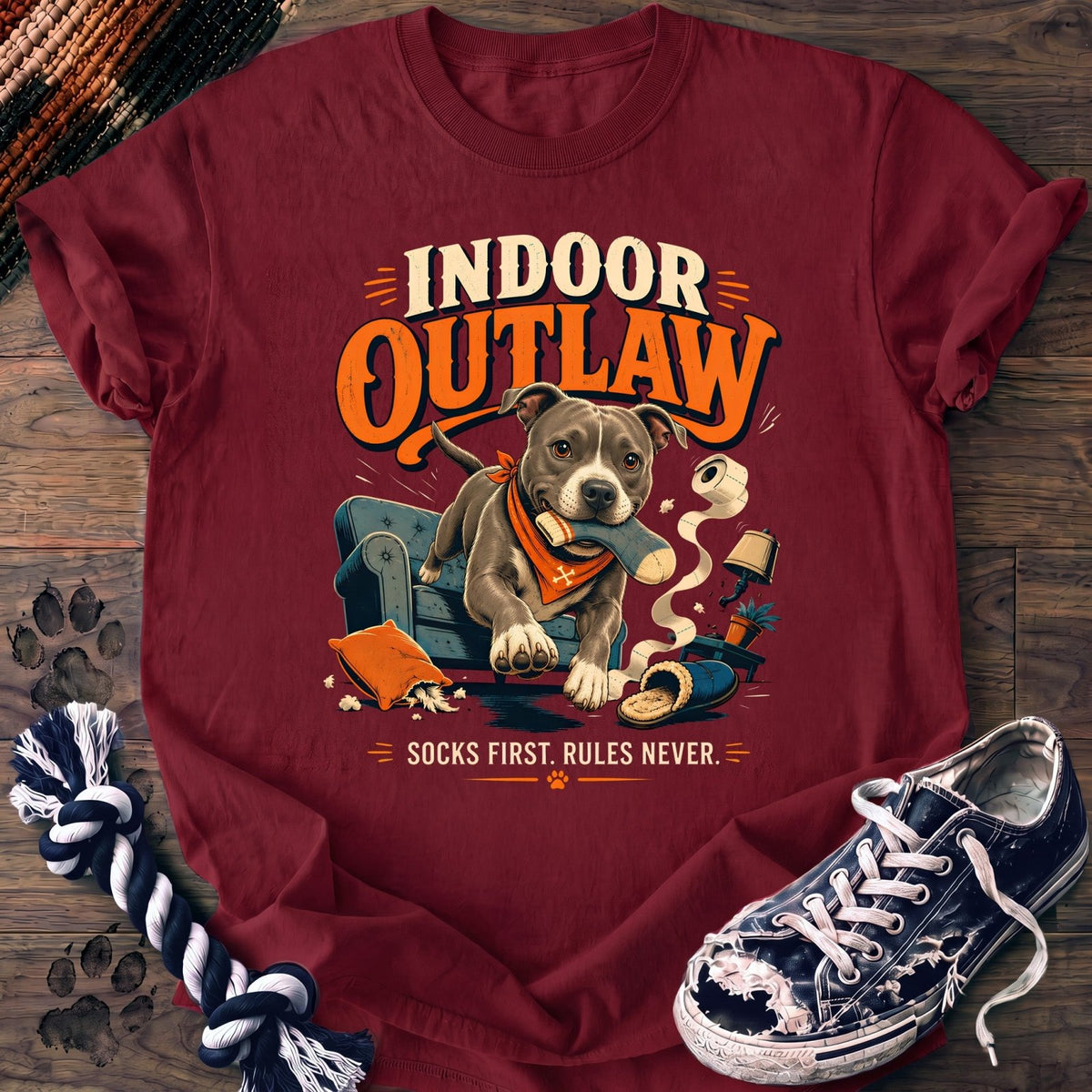 Indoor Outlaw Socks First Rules Never - Pitbull - PAWSSION CLUB
