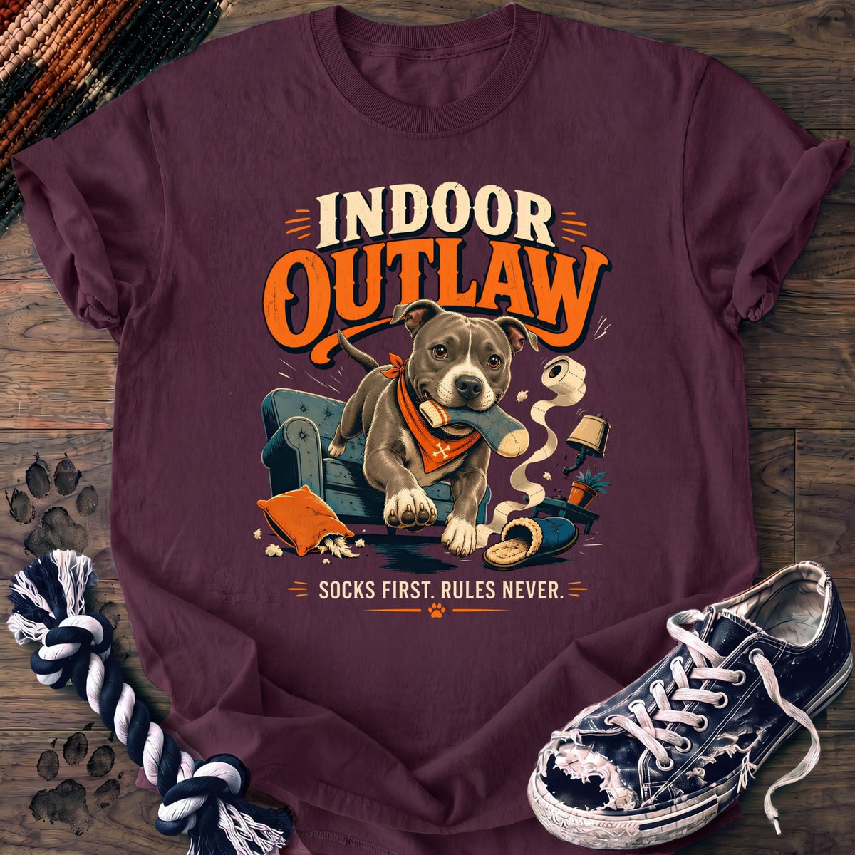 Indoor Outlaw Socks First Rules Never - Pitbull - PAWSSION CLUB