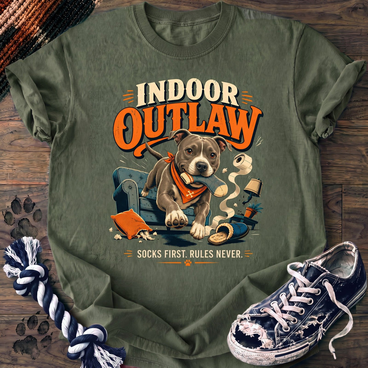 Indoor Outlaw Socks First Rules Never - Pitbull - PAWSSION CLUB