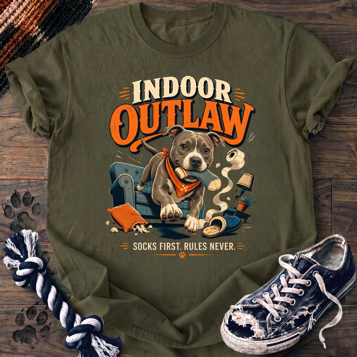 Indoor Outlaw Socks First Rules Never - Pitbull - PAWSSION CLUB