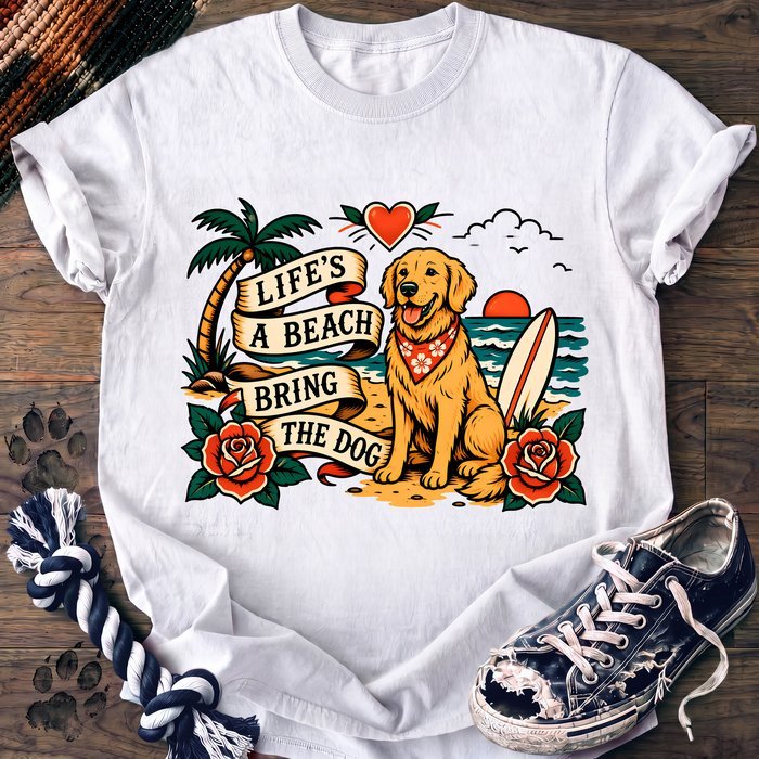 Lifes A Beach Bring The Dog - Golden Retriever - PAWSSION CLUB