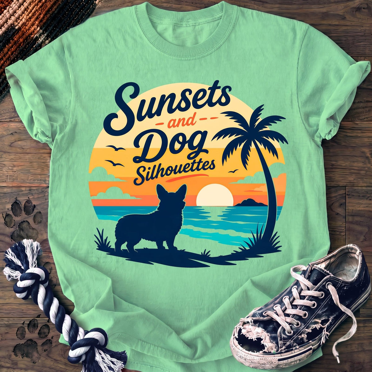 Sunsets And Dog Silhouettes - Corgi - PAWSSION CLUB