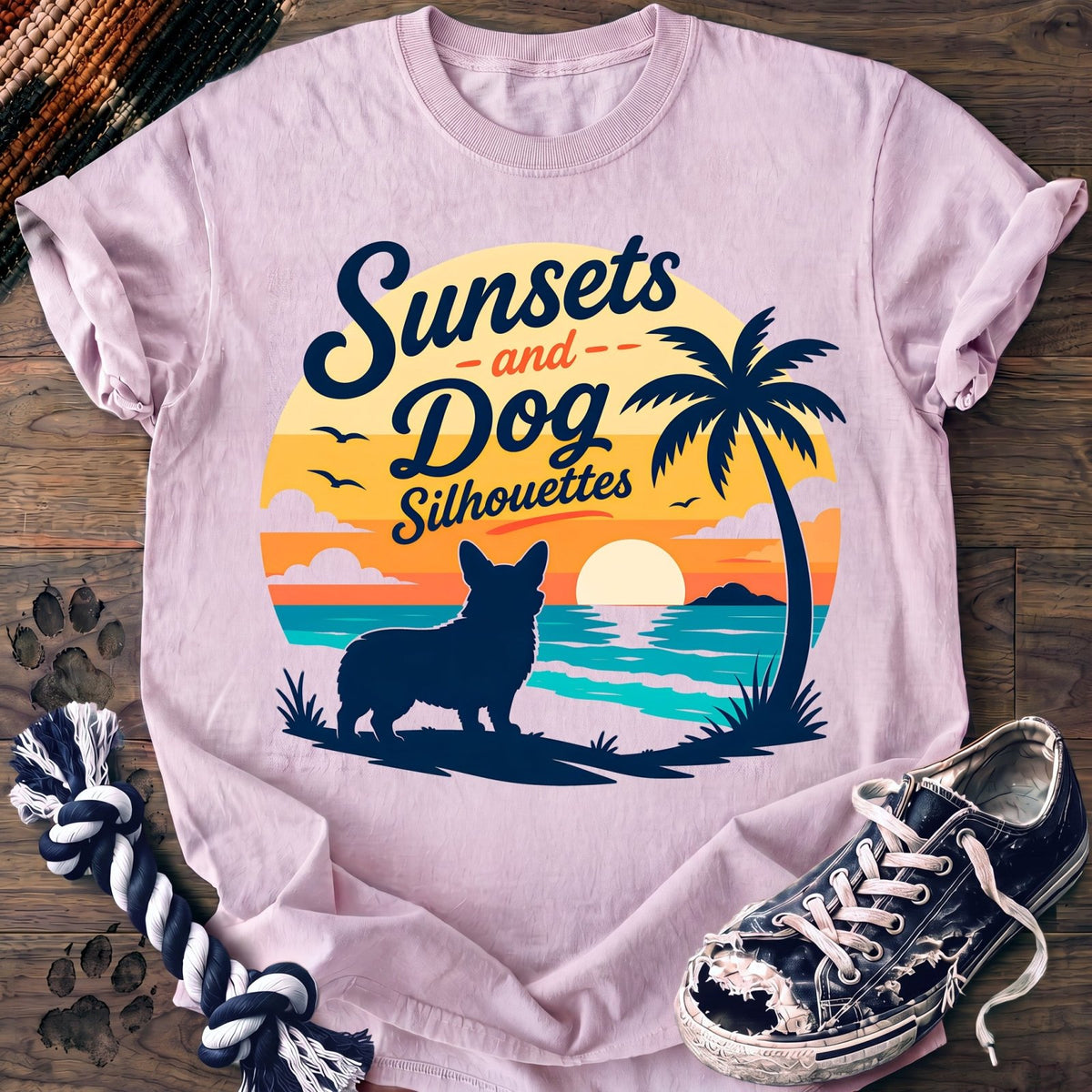 Sunsets And Dog Silhouettes - Corgi - PAWSSION CLUB