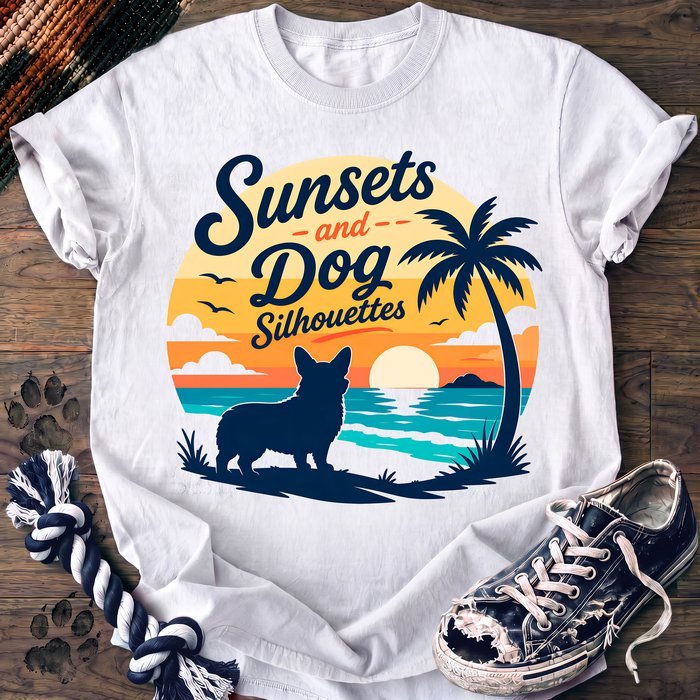 Sunsets And Dog Silhouettes - Corgi - PAWSSION CLUB