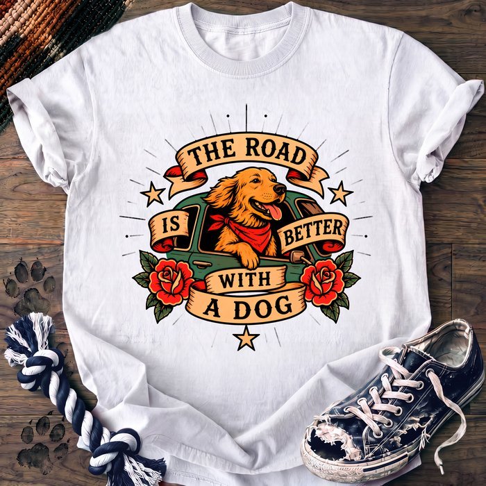 The Road Is Better With A Dog - Golden Retriever - PAWSSION CLUB