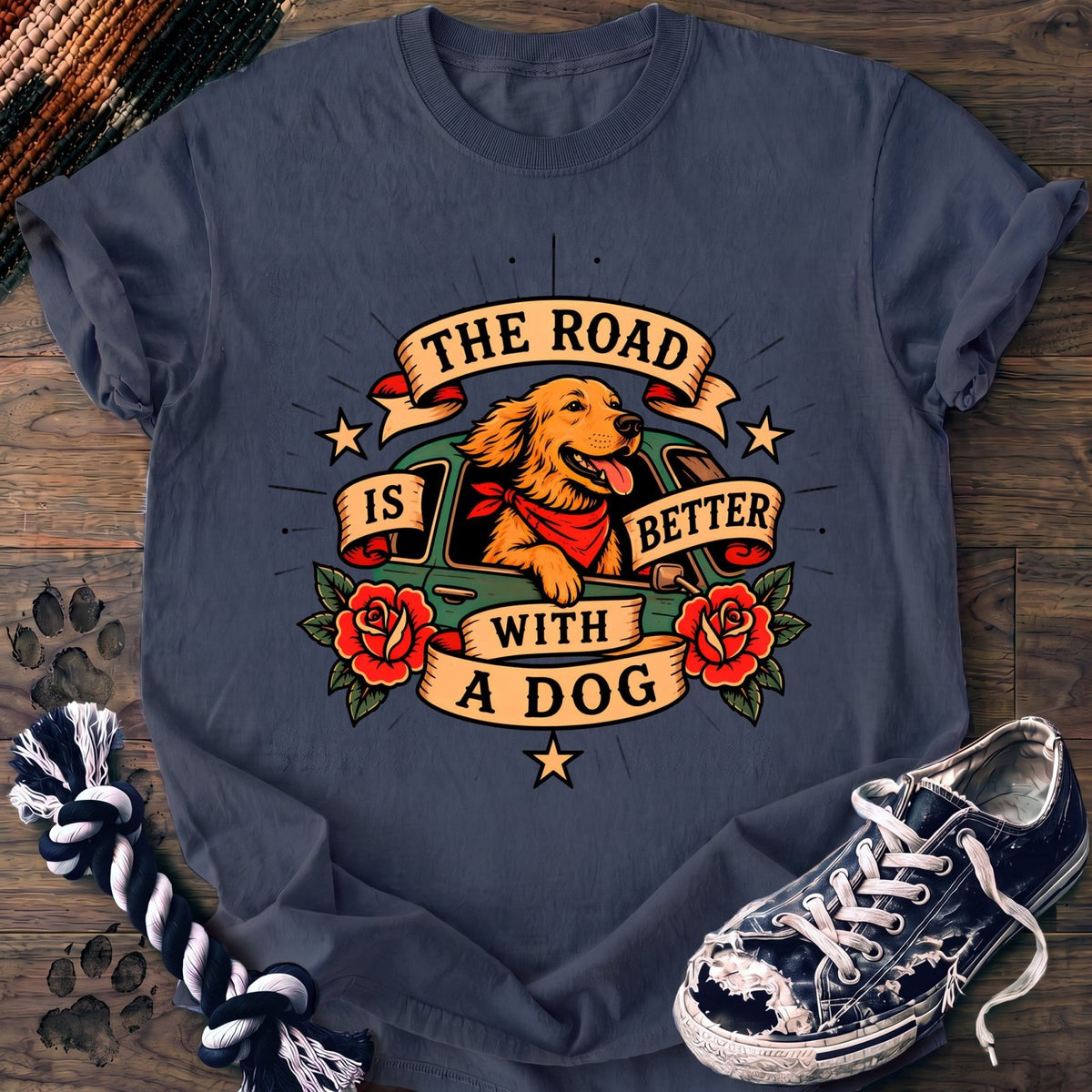 The Road Is Better With A Dog - Golden Retriever - PAWSSION CLUB