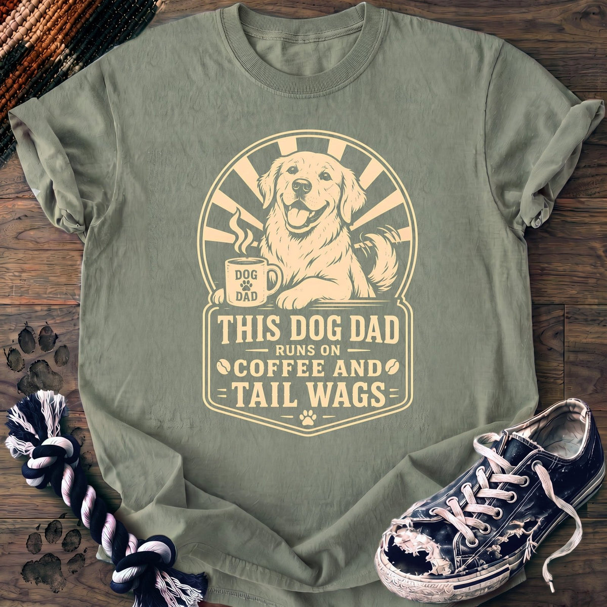This Dog Dad Runs On Coffee And Tail Wags - Golden Retriever - PAWSSION CLUB