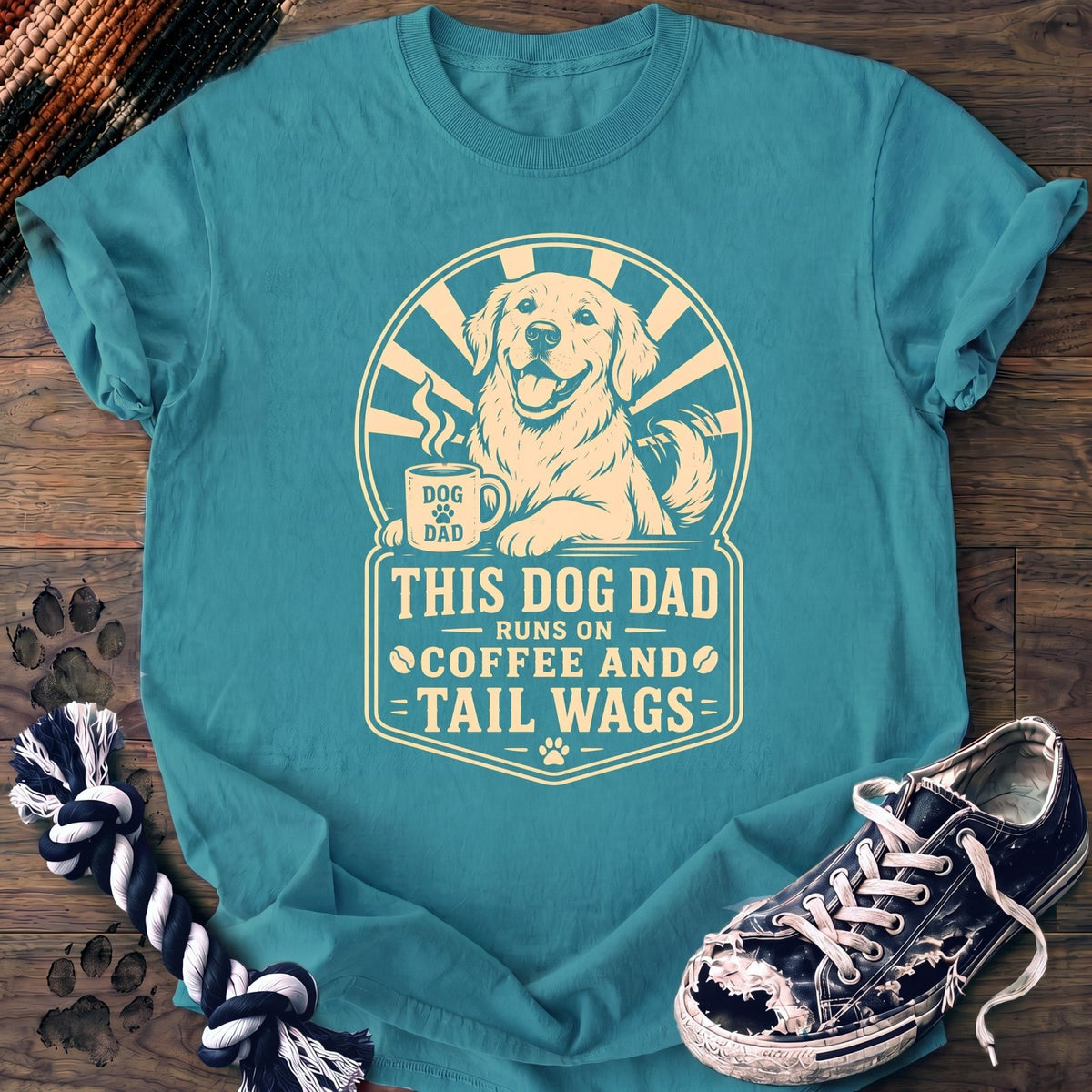 This Dog Dad Runs On Coffee And Tail Wags - Golden Retriever - PAWSSION CLUB