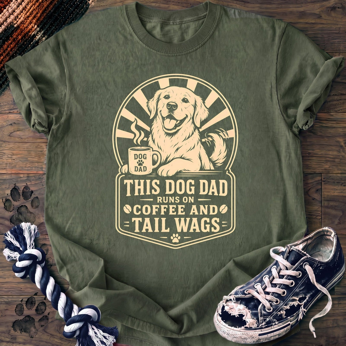 This Dog Dad Runs On Coffee And Tail Wags - Golden Retriever - PAWSSION CLUB