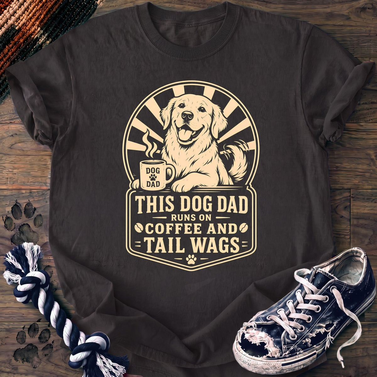 This Dog Dad Runs On Coffee And Tail Wags - Golden Retriever - PAWSSION CLUB