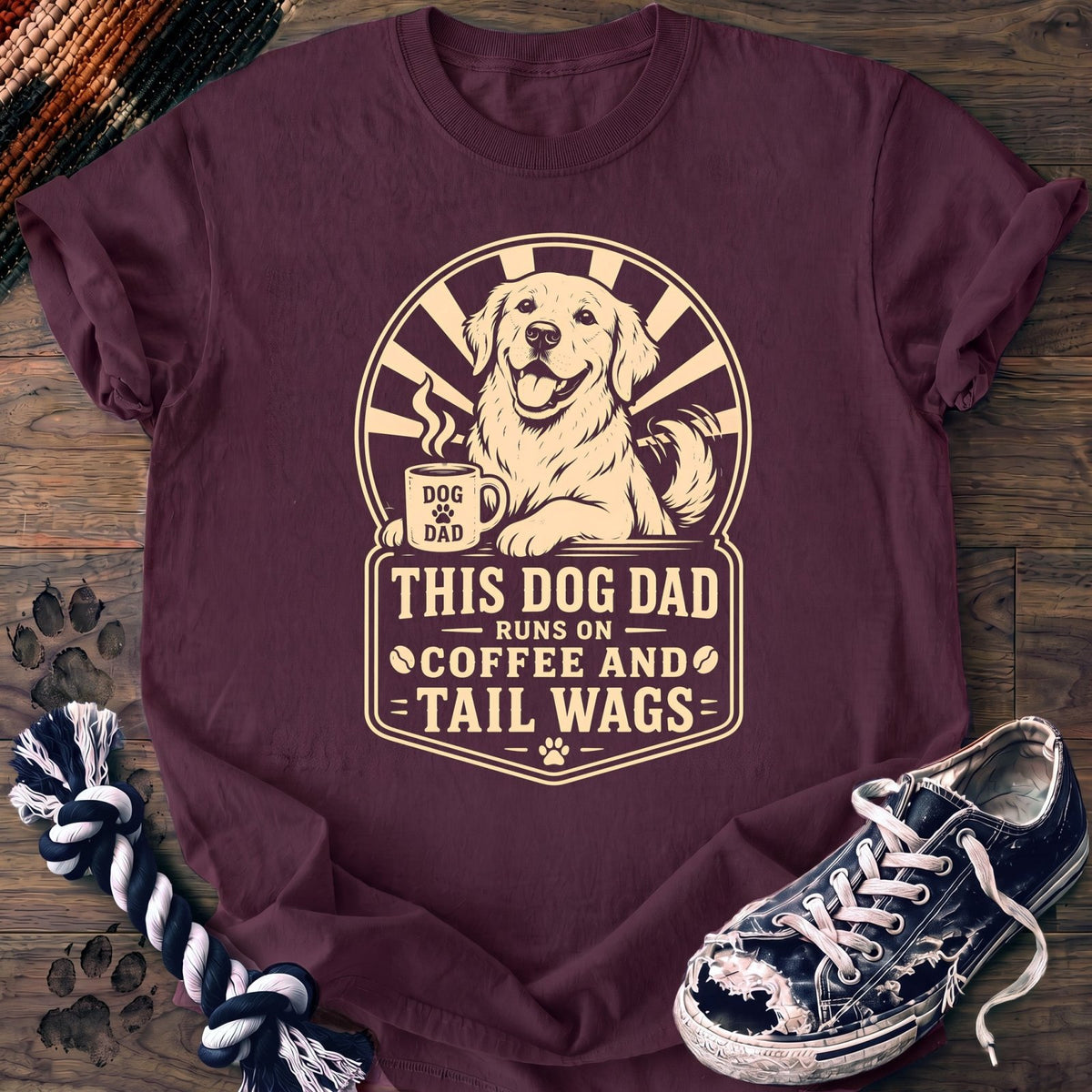 This Dog Dad Runs On Coffee And Tail Wags - Golden Retriever - PAWSSION CLUB