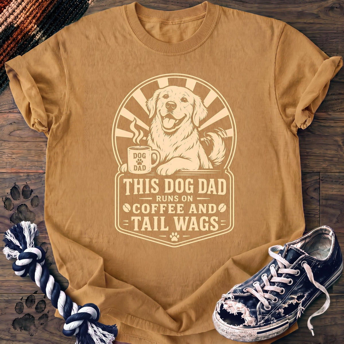 This Dog Dad Runs On Coffee And Tail Wags - Golden Retriever - PAWSSION CLUB